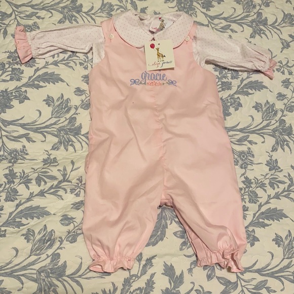 NWT monogrammed GRACIE two piece jumper 3 months - Picture 2 of 2